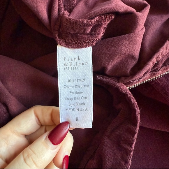 Frank & Eileen - Kinsale Performance Straight Leg Pants - Burgundy - Picture 8 of 14